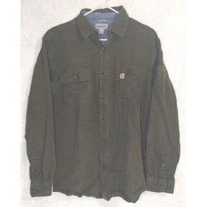 Carhartt 103318 352 Beartooth Solid Long Sleeve Flannel Shirt Large Green